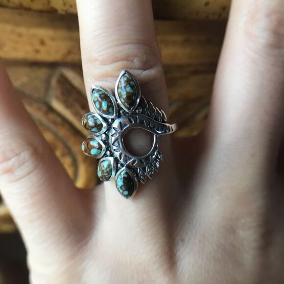 Natural Turquoise Sterling Silver Ring Size 6 - Picture 1 of 8